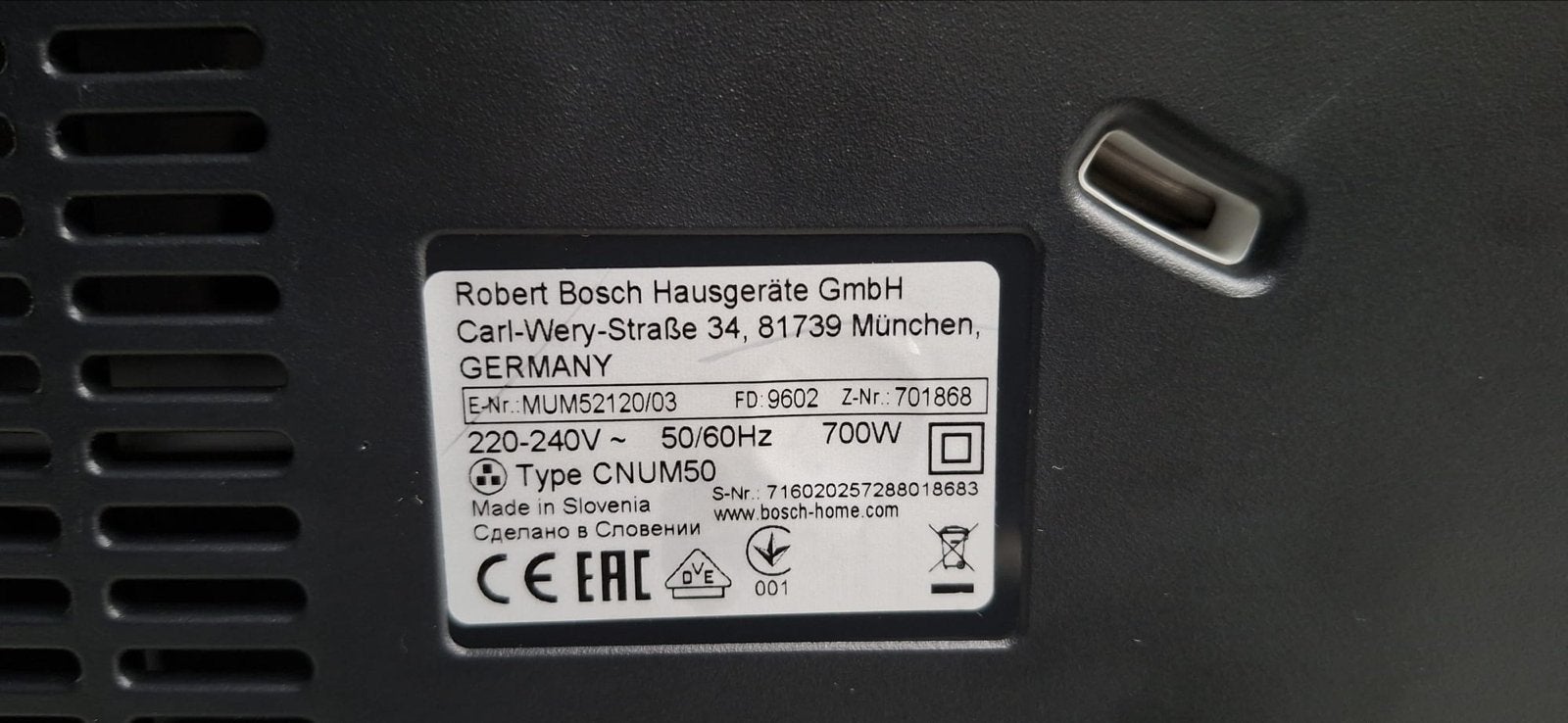 Bosch MUM52120/03 Keukenmachine met accessoires, Ophalen, 3 snelheden of meer, Zo goed als nieuw, 2 tot 3 liter
