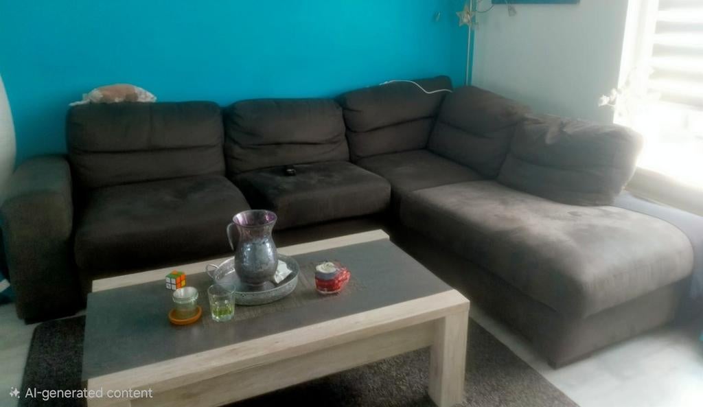 Comfortabele hoekbank met chaise longue, Huis en Inrichting, Banken | Bankstellen, Ophalen, 250 tot 300 cm, Gebruikt, 125 tot 150 cm