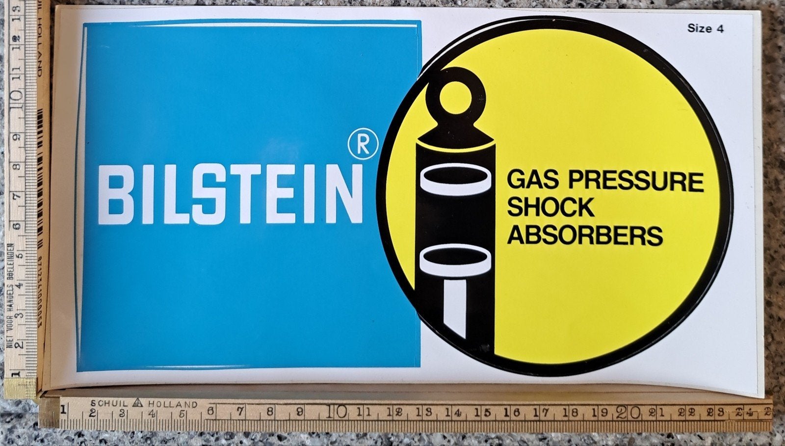 Vintage Bilstein gasdrukschokdemper-sticker autosport, Ophalen of Verzenden, Zo goed als nieuw, Auto of Motor