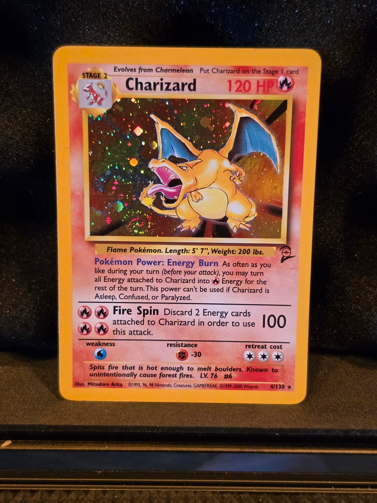 Charizard - Base 2 - 4/130 - (SWIRL), Ophalen of Verzenden, Zo goed als nieuw