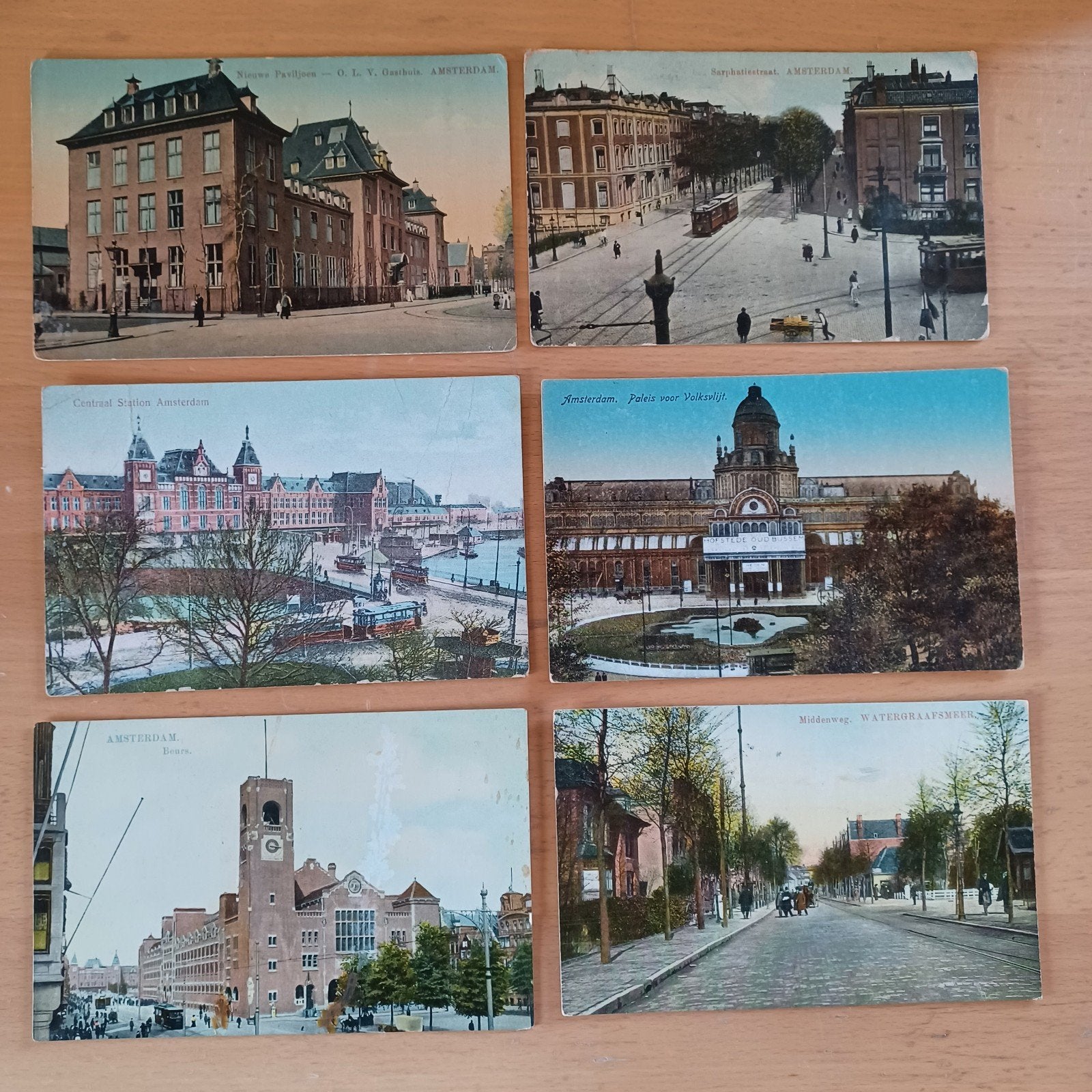 Set van 6 Oude Ansichtkaarten Amsterdam (Voor 1920), Verzamelen, Ansichtkaarten | Nederland, Ophalen of Verzenden, Voor 1920, Gelopen