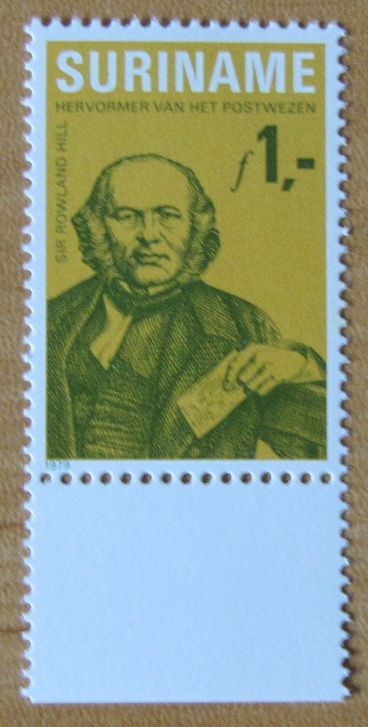 Rep-Suriname 185 zegel met tab onder Sir Rowland Hill., Verzenden, Postfris