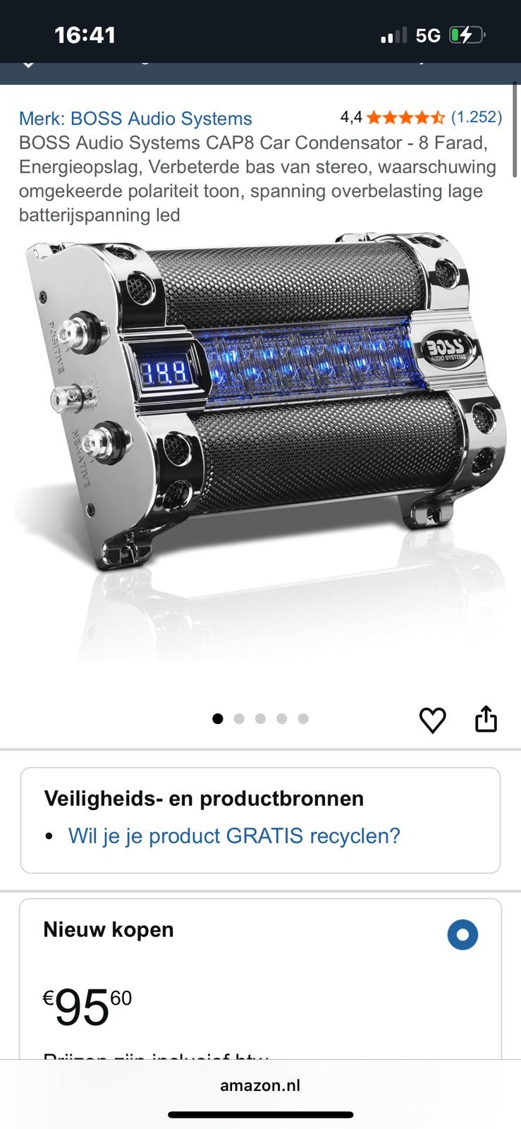 Boss audio systems condensator 8 farad, Ophalen, Nieuw