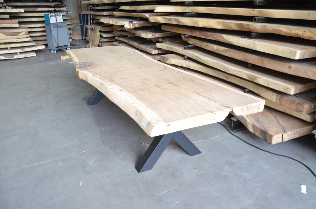 Suar boomstamtafel 300 cm-  BT192 – 3 m boomstamtafel, Verzenden, Metaal, Rechthoekig, Nieuw