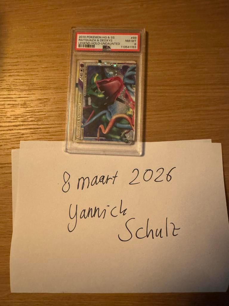 PSA 8 Rayquaza & Deoxys Legend (Top) Pokemon Kaart PSA 8, Ophalen, Zo goed als nieuw, Losse kaart