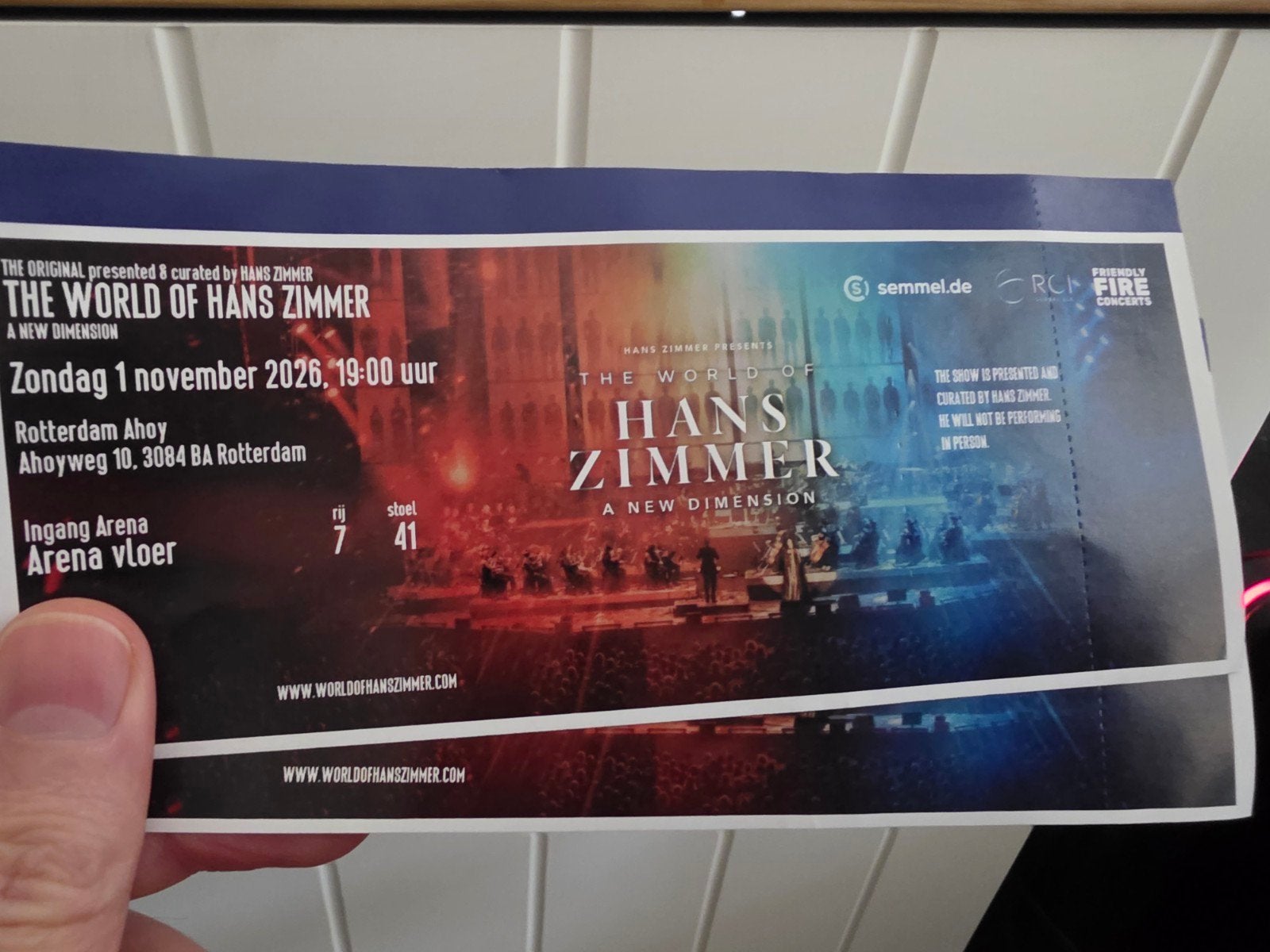 Concert Ticket The World of Hanz Zimmer, 1 november 2026, Tickets en Kaartjes, Twee personen, November