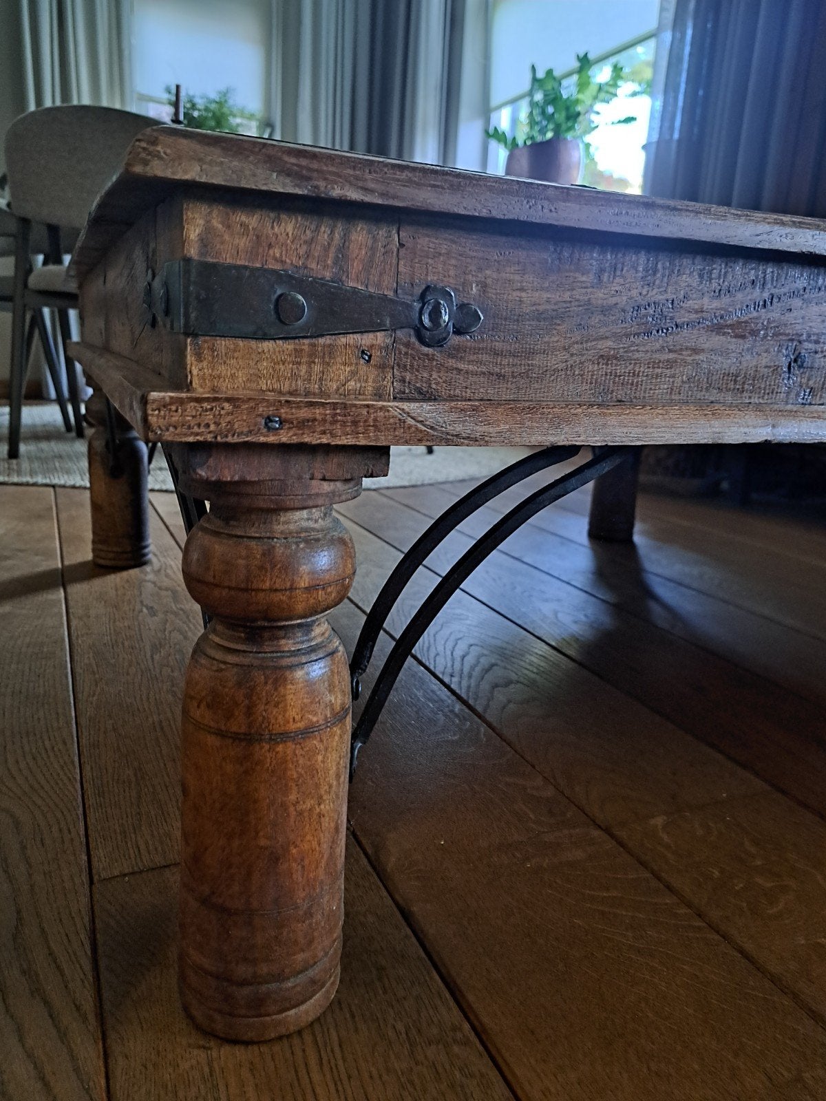 Uniek salontafel van massief teak hout, Gebruikt, 50 tot 100 cm, Vierkant, 50 tot 100 cm
