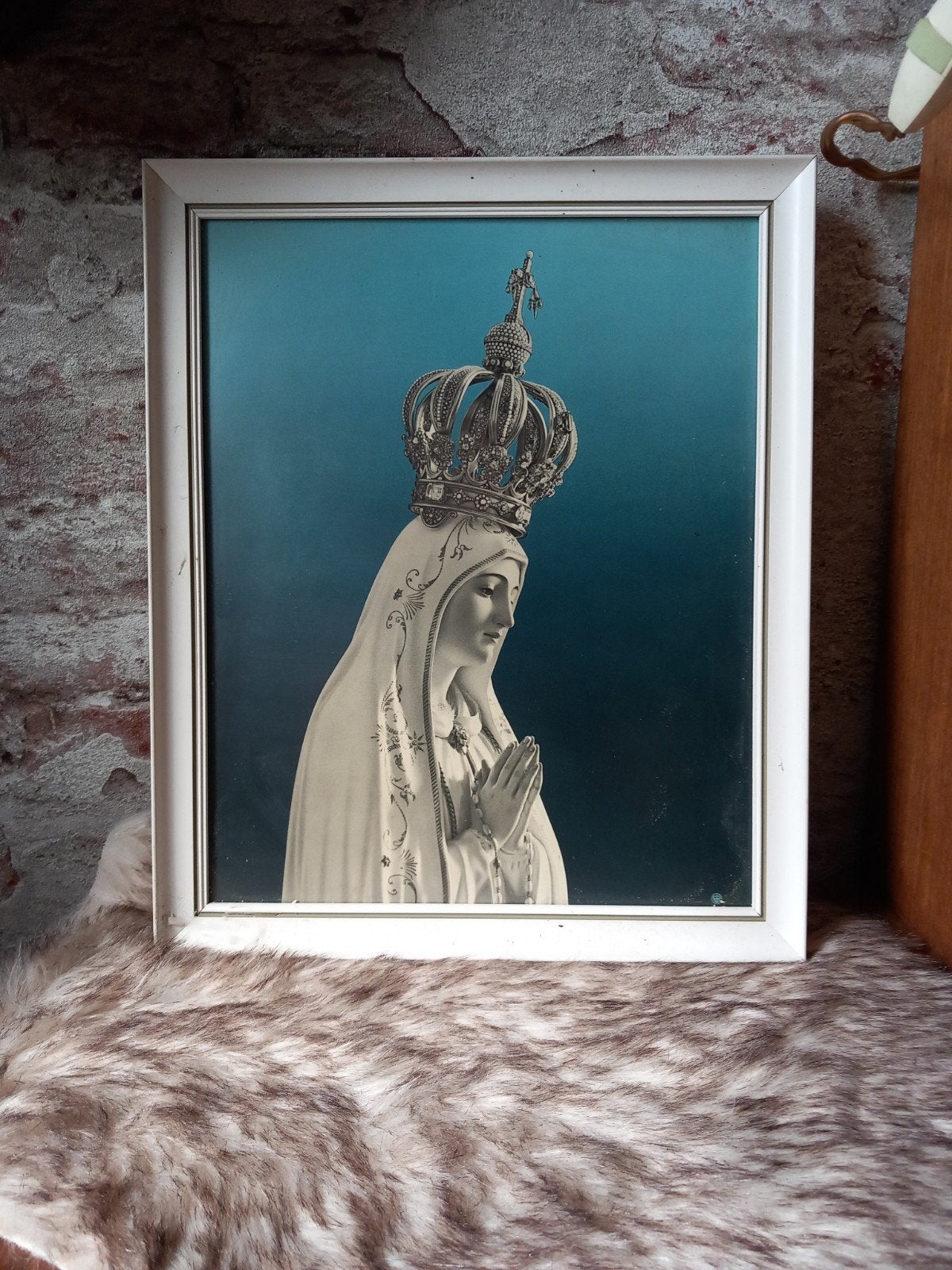 Vintage Maria met kroon afbeelding - 32x26cm, Ophalen of Verzenden