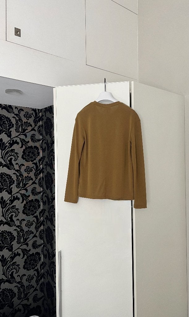 Nieuw: fraaie goud-bruine longsleeve; merk Weekday; maat 36, Kleding | Dames, Tops, Bruin, Nieuw, Weekday, Ophalen of Verzenden