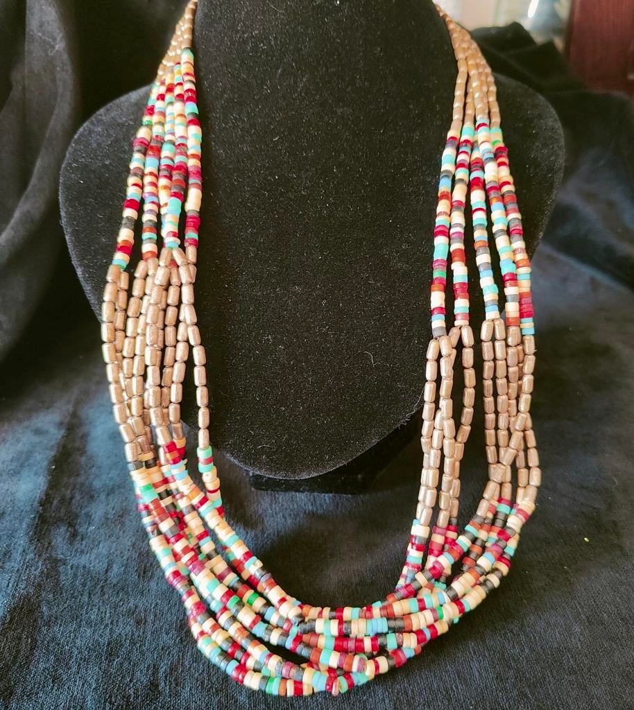 Bohemian style kleurrijke 5 strengen kralen ketting, Ophalen of Verzenden, Zo goed als nieuw, Overige materialen