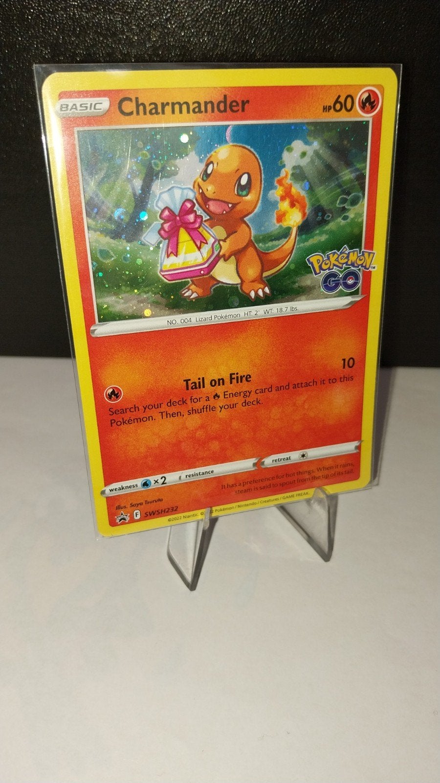 Charmander SWSH232 Pokémon GO Black Star Promo Kaart, Ophalen of Verzenden, Zo goed als nieuw, Losse kaart, Foil