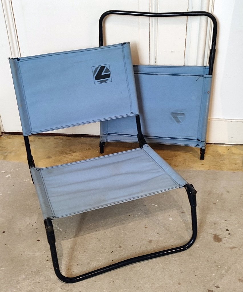 Twee blauwe inklapbare strandstoelen, Caravans en Kamperen, Ophalen, Campingstoel