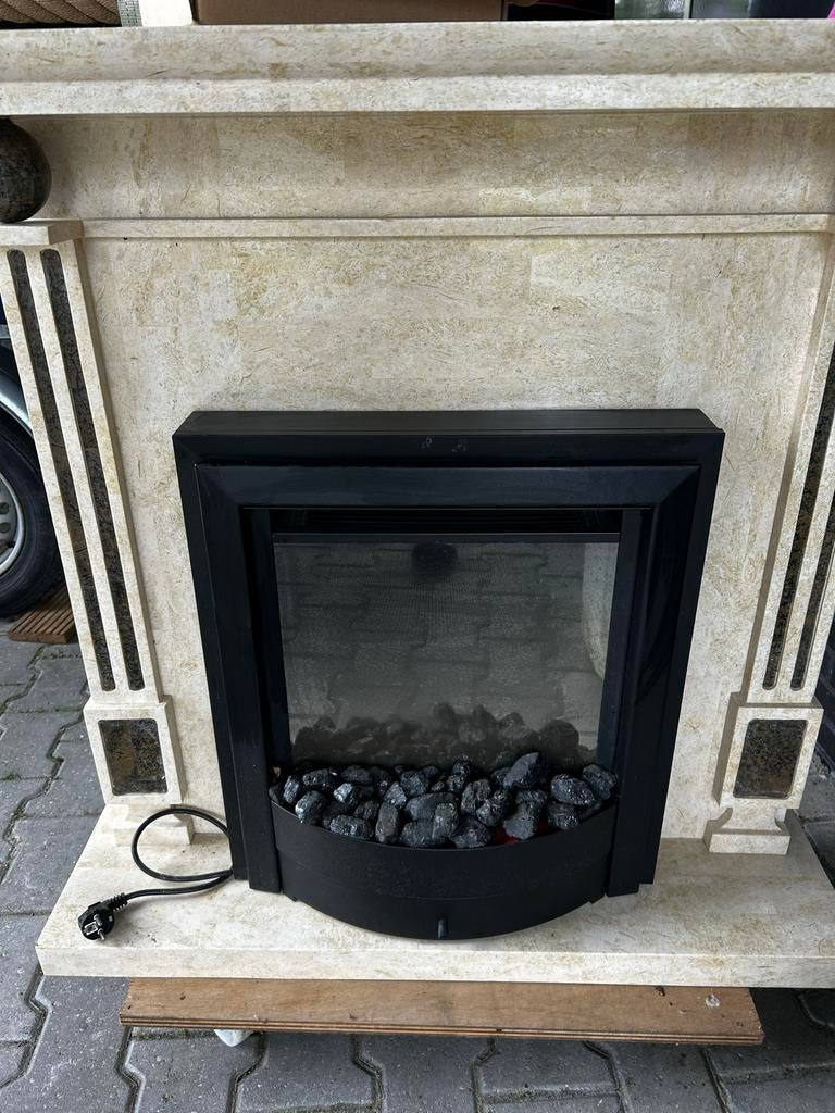Dimplex elektrische haard met marmeren schouw, Ophalen, Gebruikt, Vrijstaande haard, Elektrische haard