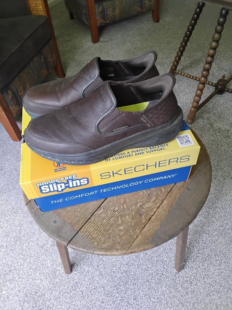 Skechers heren schoenen slip-ins maat 41, Bruin, Ophalen of Verzenden, Skechers, Sneakers of Gympen