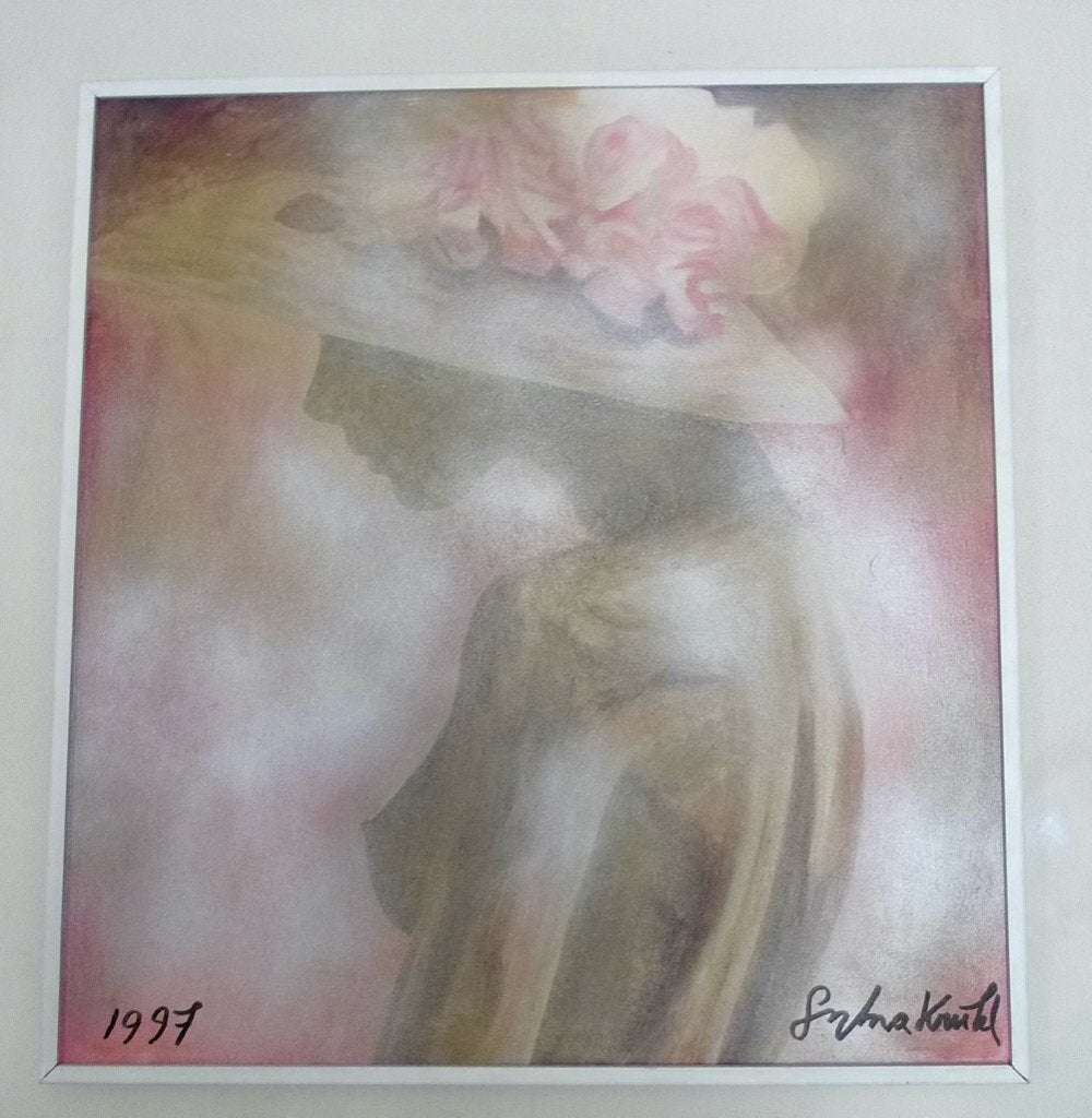 Sylvia KRISTEL naakt met hoed uit 1997 origineel  , Antiek en Kunst, Kunst | Schilderijen | Modern, Ophalen of Verzenden