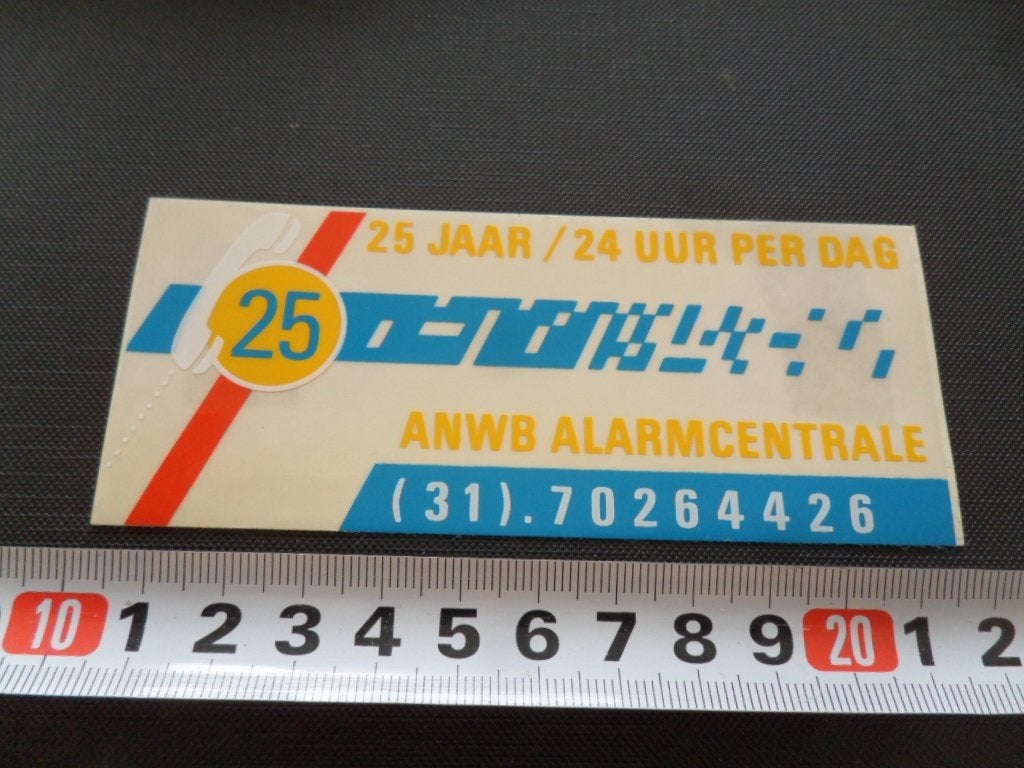 sticker Transparant ANWB alarmcentrale 25 jaar 24 uur per d*, Ophalen, Zo goed als nieuw