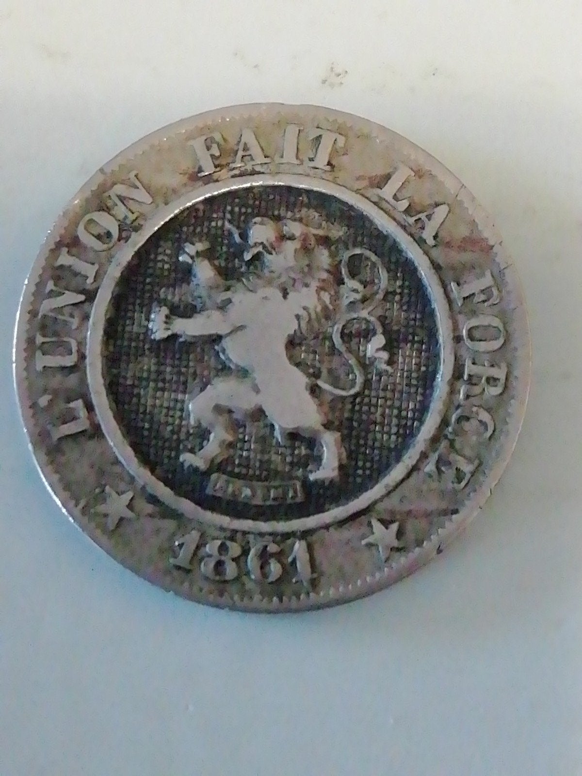 Belgische 10 Centiemen munt uit 1861, Ophalen of Verzenden, Metaal, Losse munt