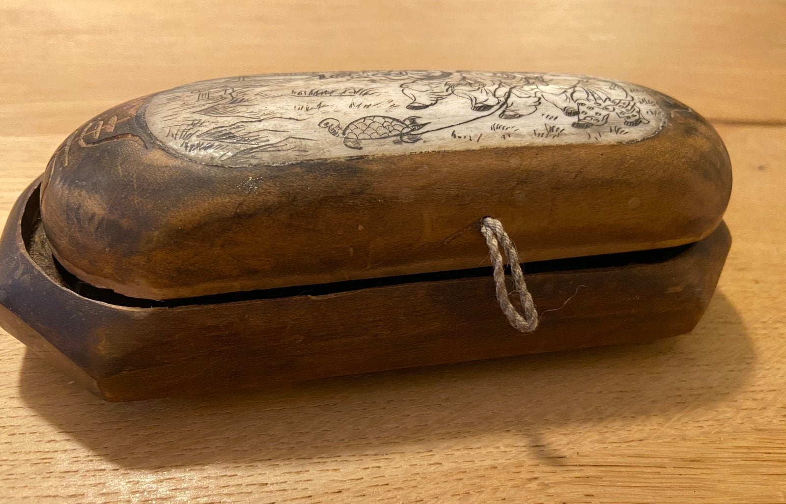Antiek Chinees Houten Brillenetui, Ophalen of Verzenden