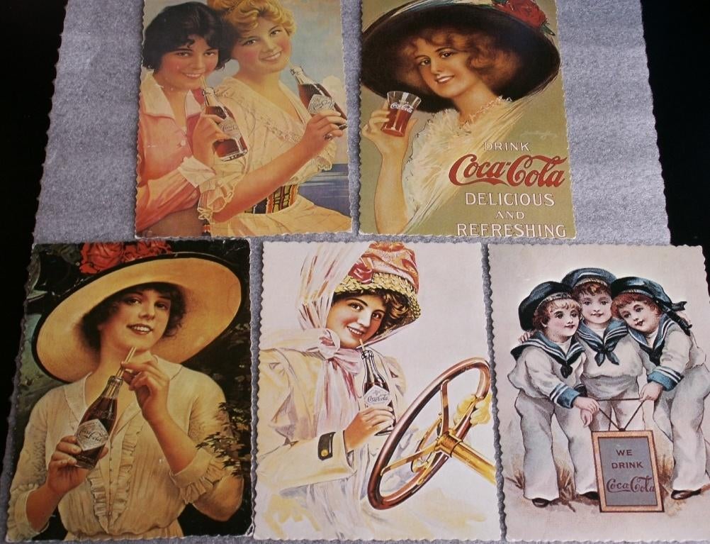 Set 5 verschillende Coca Cola Ansichtkaarten Echt is Echt Co, Ophalen of Verzenden, Nieuw, Overige typen