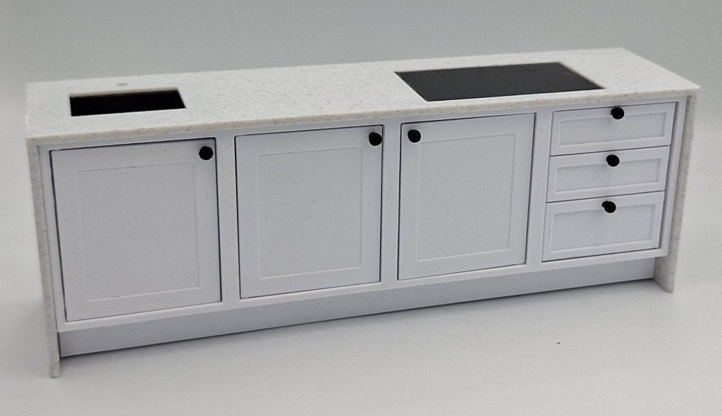 Modern aanrecht met inductiekookplaat voor het poppenhuis, Verzamelen, Ophalen of Verzenden, Zo goed als nieuw, Poppenhuis