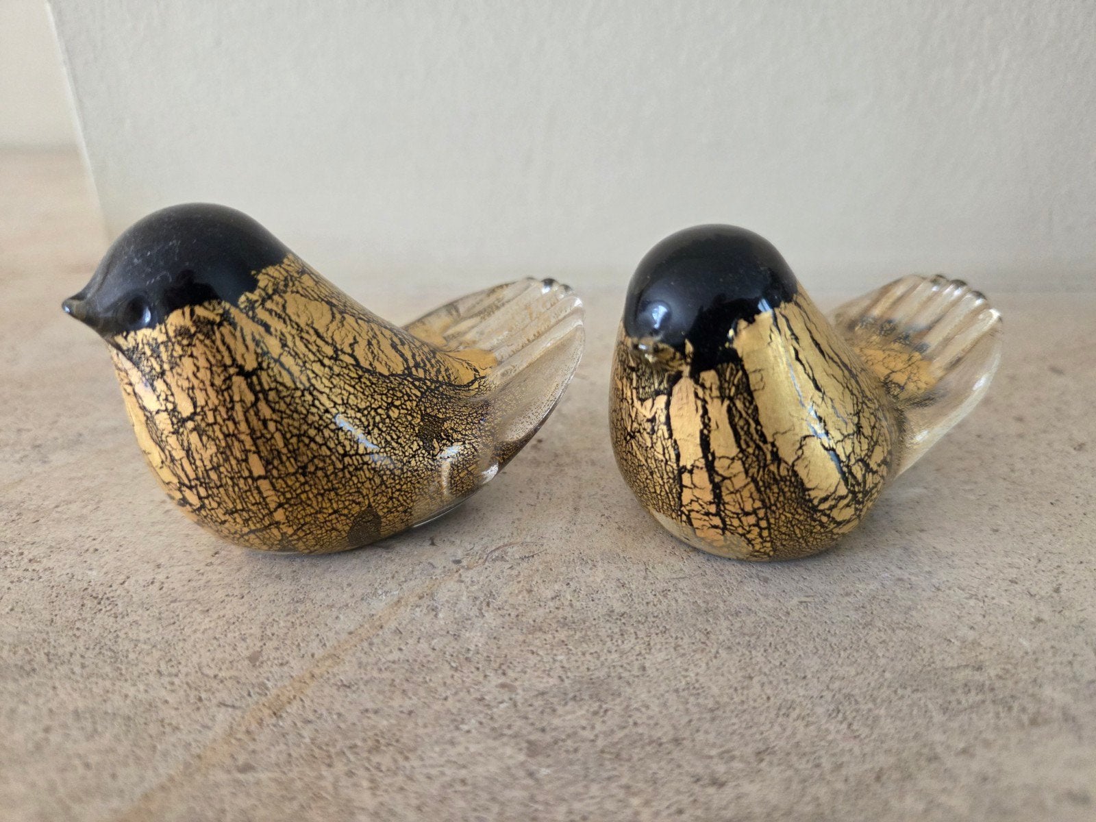 Isle of Wight Glas Vogels - Zwart en Goud, Ophalen of Verzenden