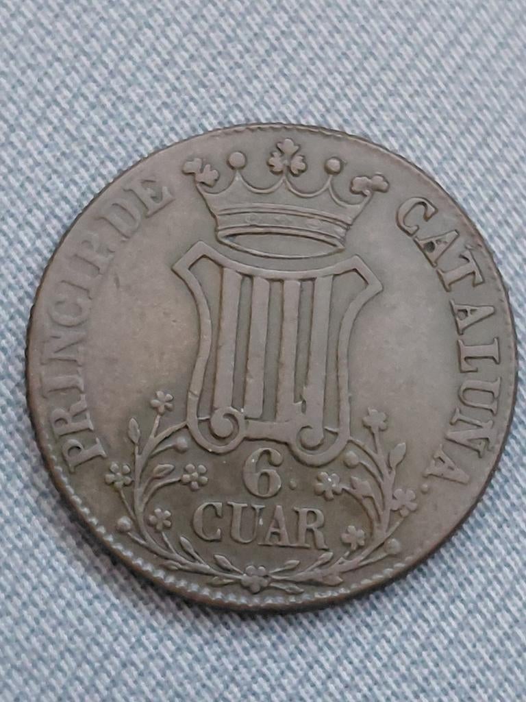 Vorstendom Catalonië (Spanje) 6 Cuartos 1837 Isabella II, Verzenden, Overige landen, Losse munt