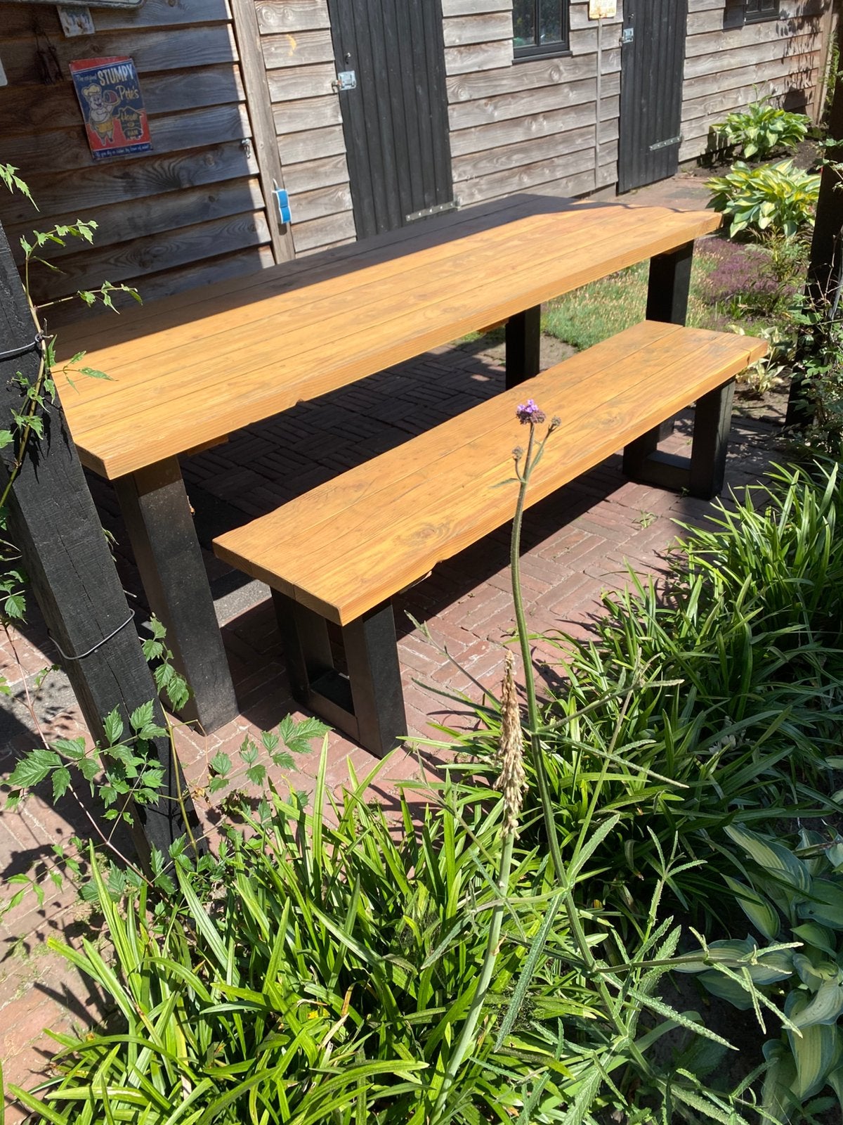 Douglas tuintafel met bank, Ophalen of Verzenden, Zo goed als nieuw, Rechthoekig, Hout