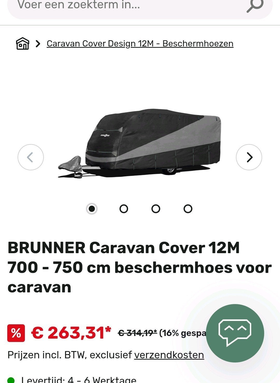 BRUNNER Caravan Cover 12M 700 - 750 cm beschermhoes voor car, Ophalen of Verzenden, Nieuw