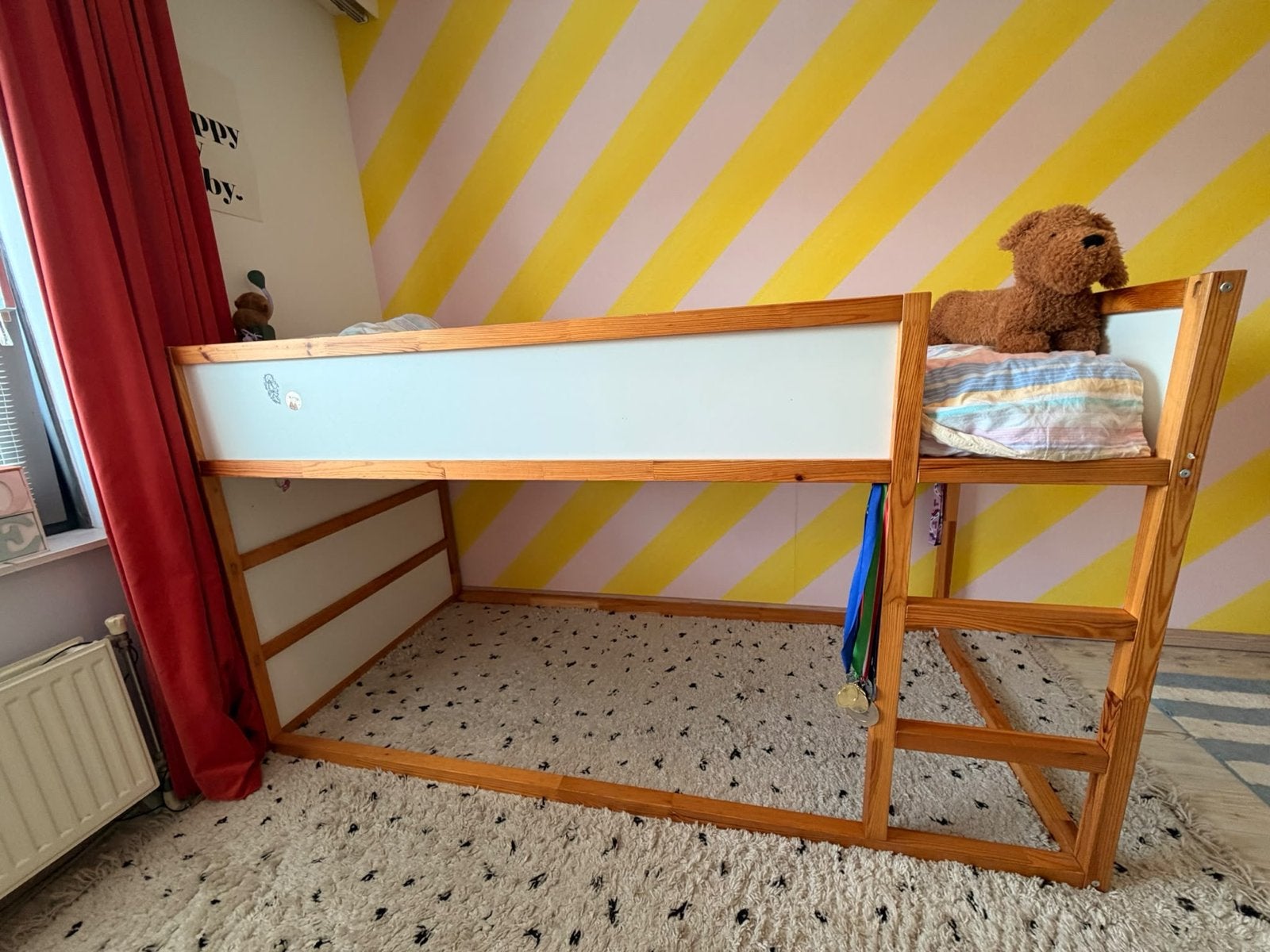 IKEA Kura omkeerbaar bed - grenen/wit, Ophalen, Gebruikt, Eenpersoons, 160 tot 180 cm