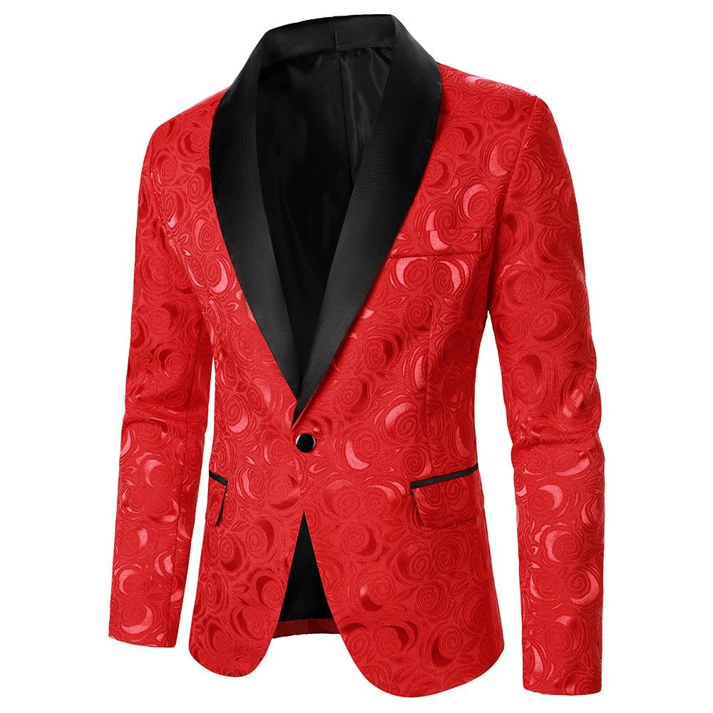 Heren rood zwart rozen colbert blazer bloemen jasje mannen, Verzenden, Nieuw, Overige maten, Rood