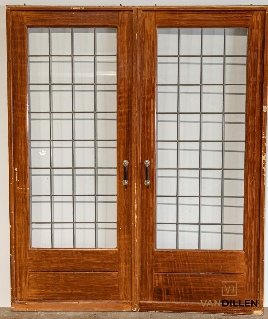 Set oude ensuite schuifdeuren glas in lood in top staat, Gebruikt, 120 cm of meer, Binnendeur, Ophalen of Verzenden