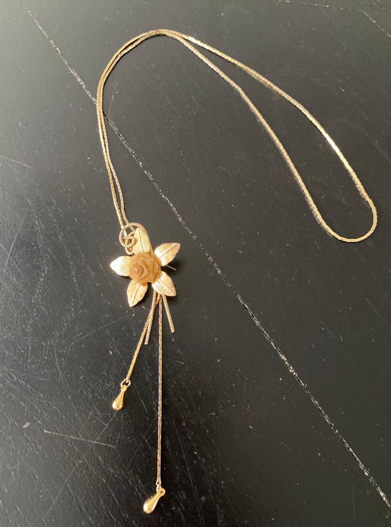 Vintage mesh flower rose ketting, Ophalen of Verzenden, Zo goed als nieuw, Roze, Overige materialen