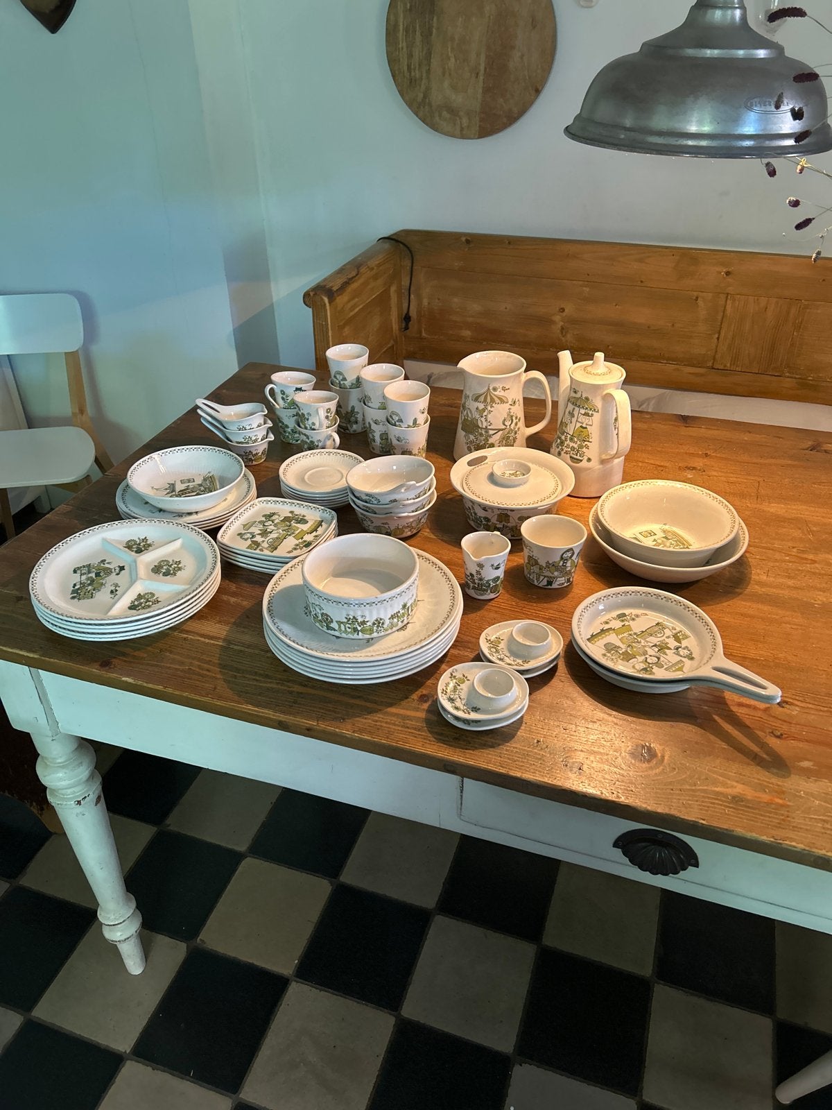 Uitgebr. vintage servies van het merk “Figgjo Flint Market”., Ophalen, Gebruikt, Overige merken, Overige typen