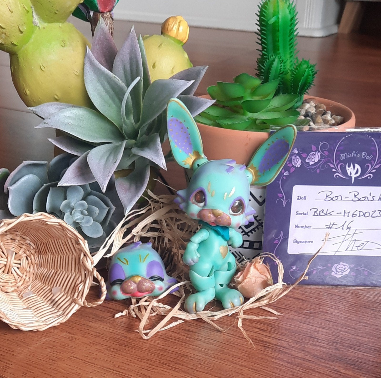 Bjd 11 cm lapin slaap bobon ,MISHI'S DOLLS + certificaat, Verzamelen, Poppen, Ophalen of Verzenden, Zo goed als nieuw, Pop