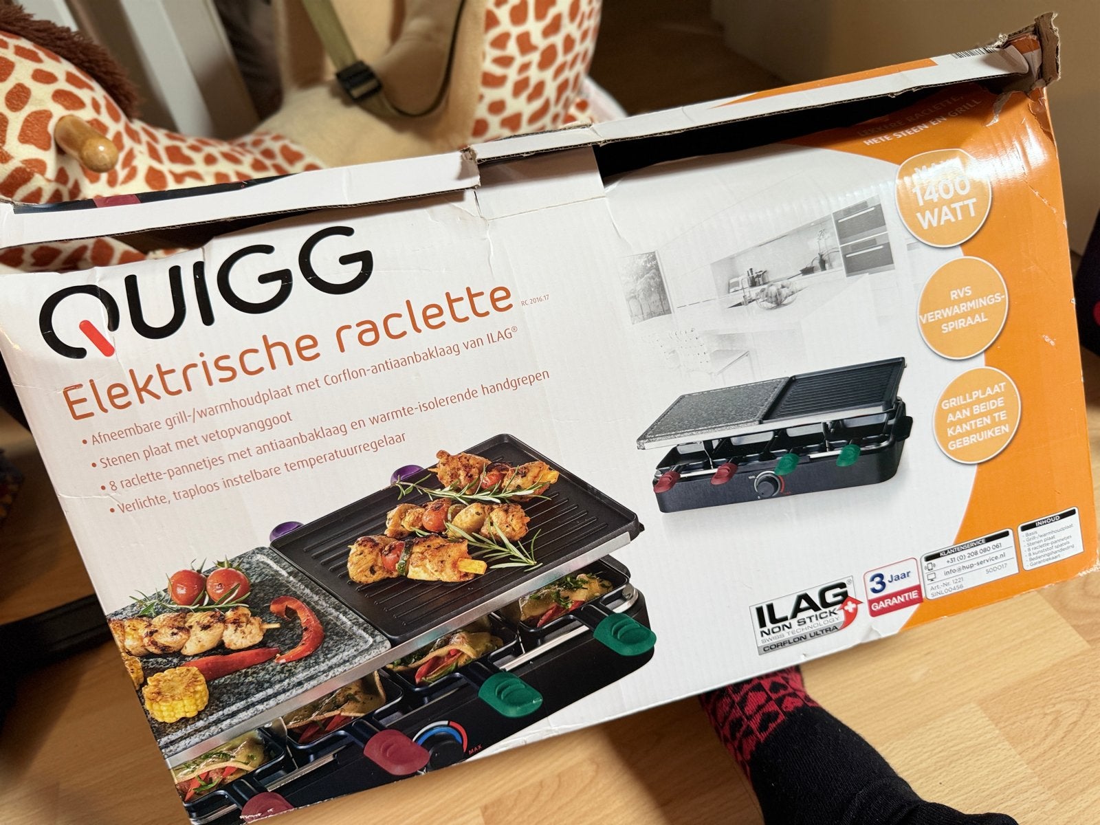 QUIGG Elektrische Raclette Grill - Nieuw in doos, Witgoed en Apparatuur, Ophalen of Verzenden, Nieuw, 4 t/m 7 personen