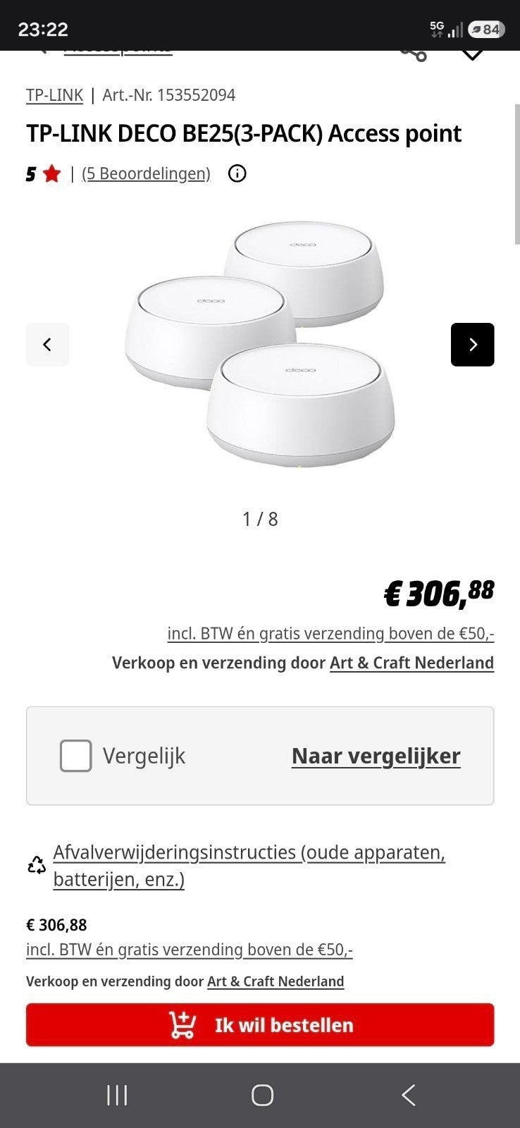 TP-LINK DECO BE25(3-PACK) Access point, Verzenden, Zo goed als nieuw