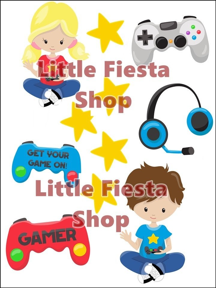 lf1240 ouwel gamer boy girl circa A4 eetbare taart print, Ophalen of Verzenden, Nieuw, Taarten, Versiering