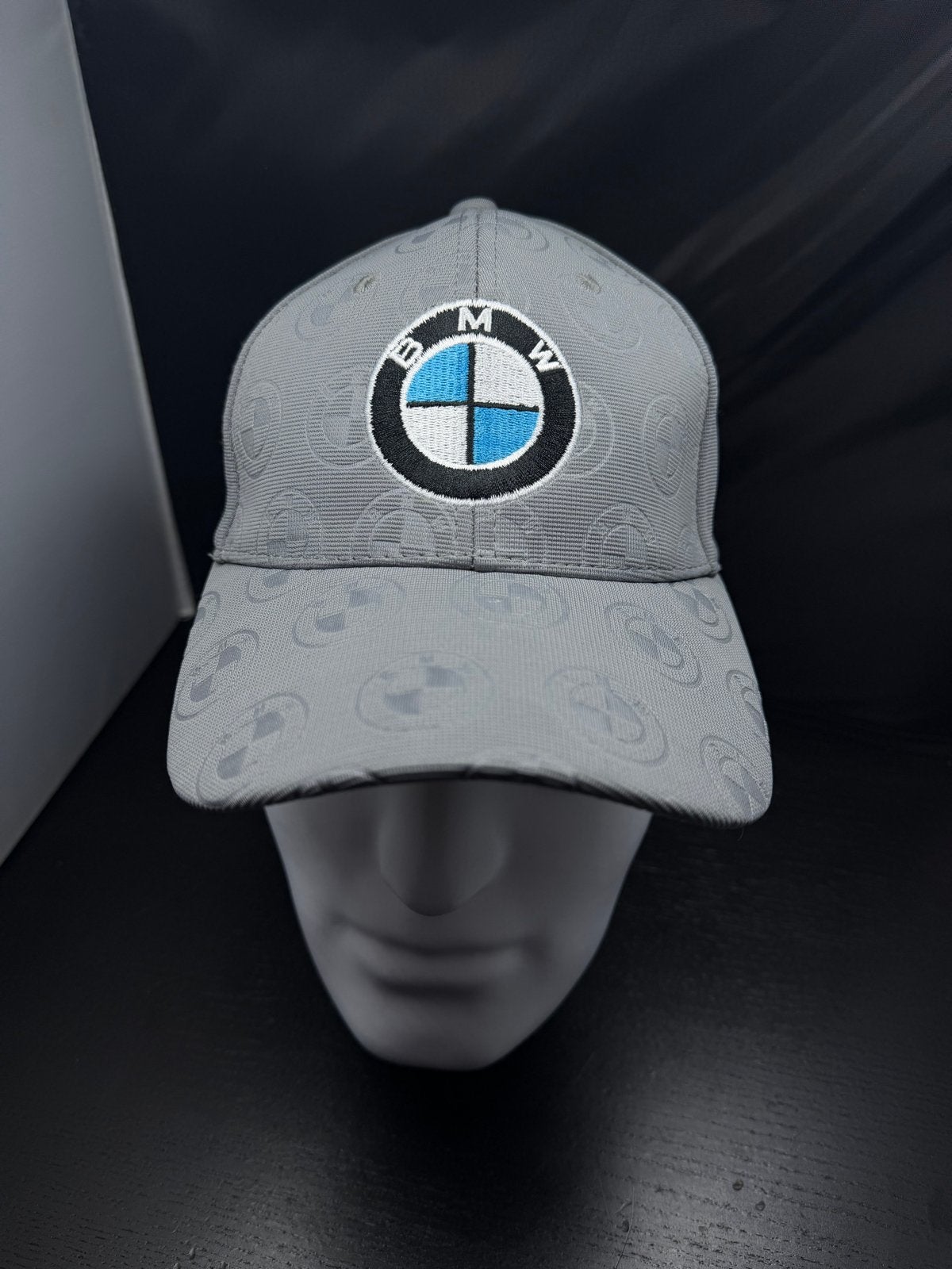 Grijze BMW Pet met Geborduurd Logo en All-over Patroon, S, G, D, One size fits all