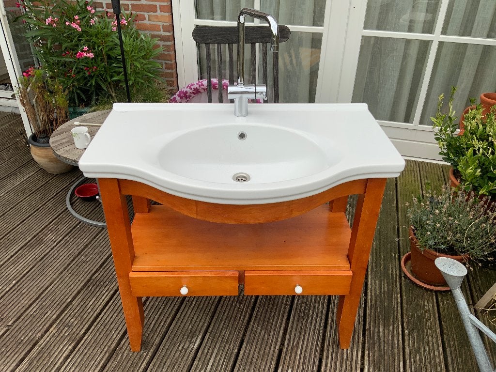 Wastafel + spiegel + stoel, Doe-het-zelf en Verbouw, Sanitair, Ophalen of Verzenden, Wastafel