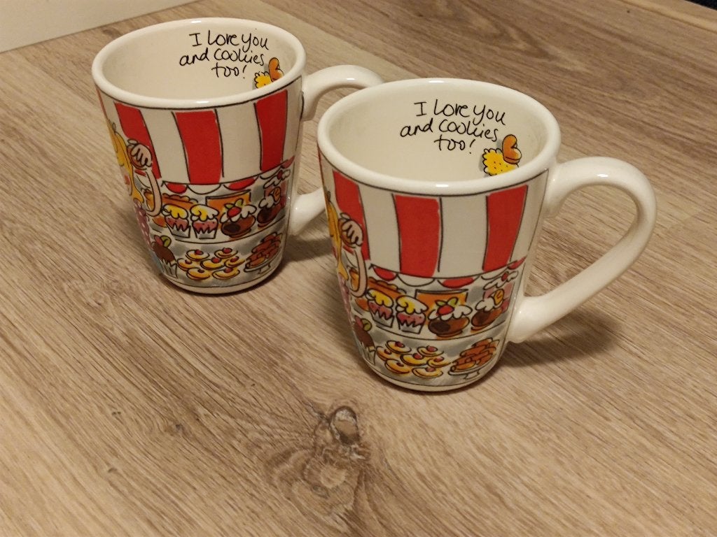 Blond Amsterdam mok cookies 2 stuks, Ophalen of Verzenden, Zo goed als nieuw, Aardewerk, Kop(pen) en/of Schotel(s)
