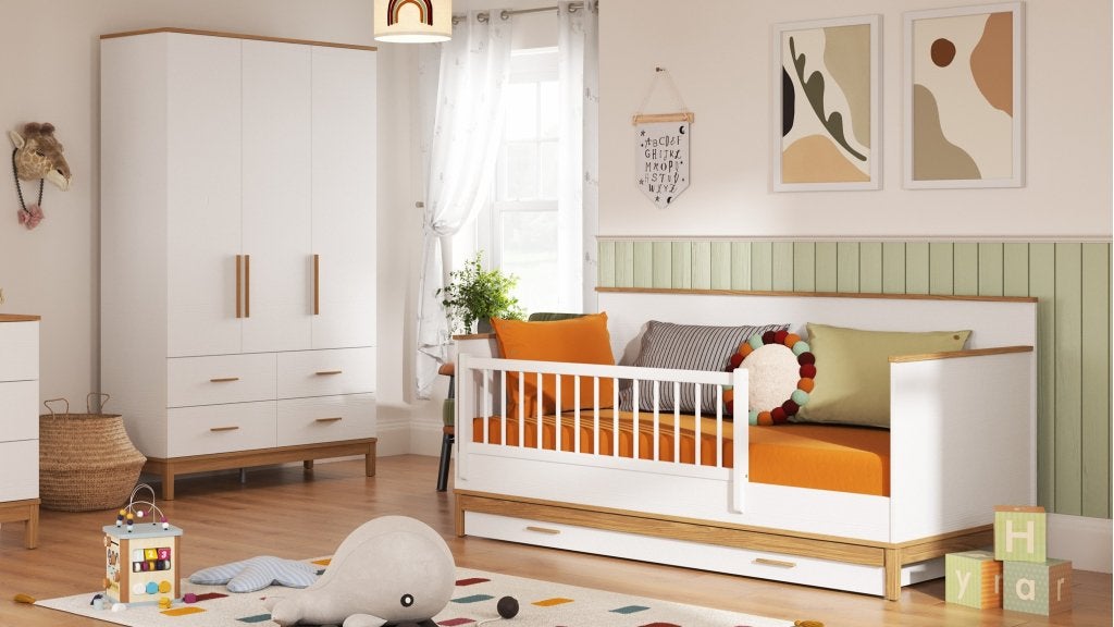Etto kajuitbed/bedbank - 90x200 - Wit/eikenkleur, Niet ingevuld, Niet ingevuld, Niet ingevuld