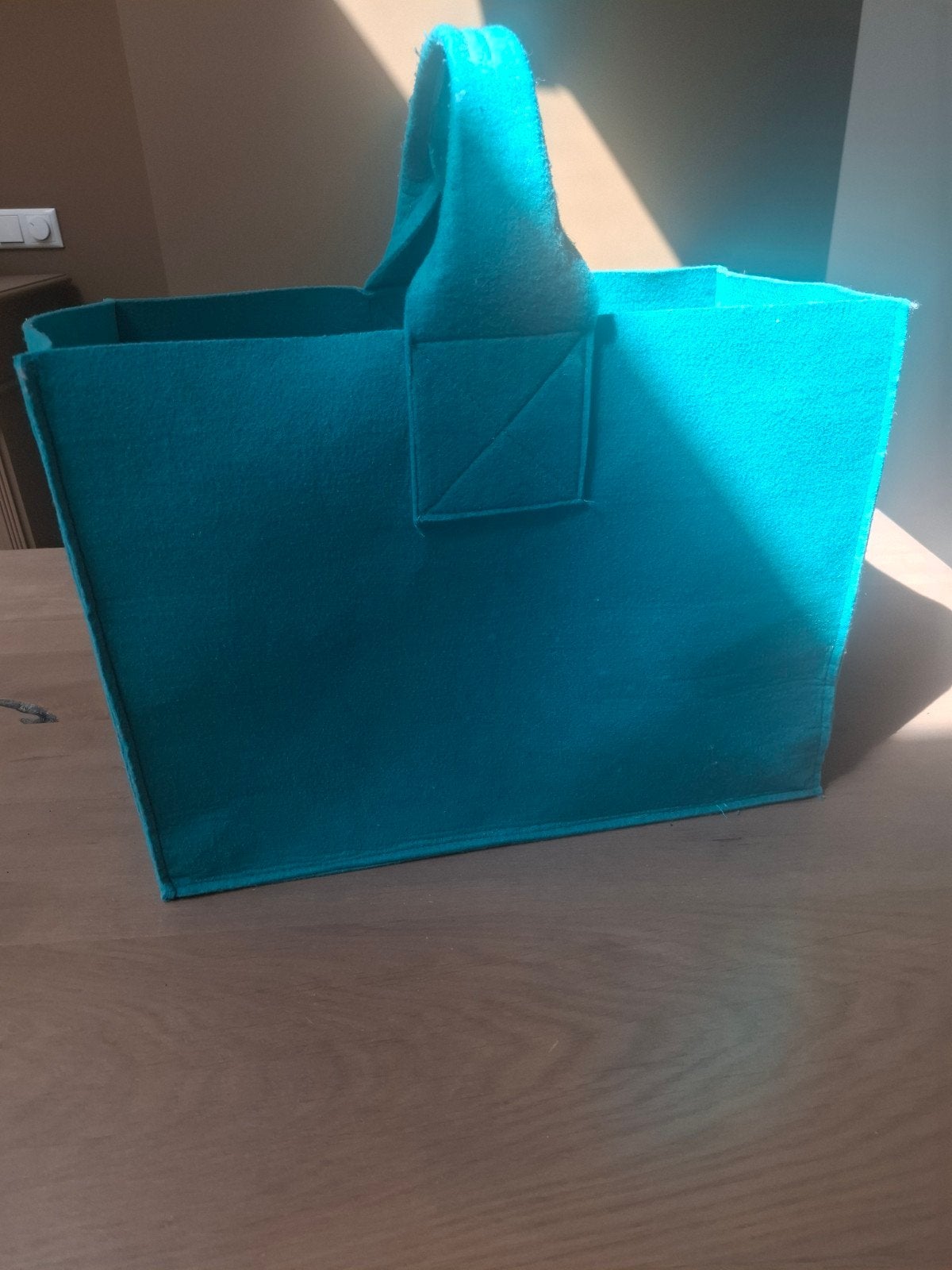 Turquoise vilten opbergmand met handvatten, Ophalen of Verzenden, Zo goed als nieuw, Blauw, Textiel