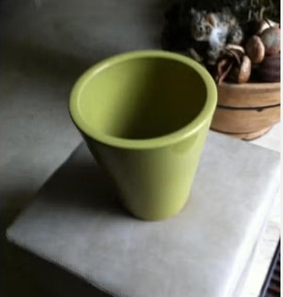 Grote bloempot keramiek groen H30cmBr26cm, 25 tot 40 cm, Rond, Ophalen of Verzenden, Zo goed als nieuw