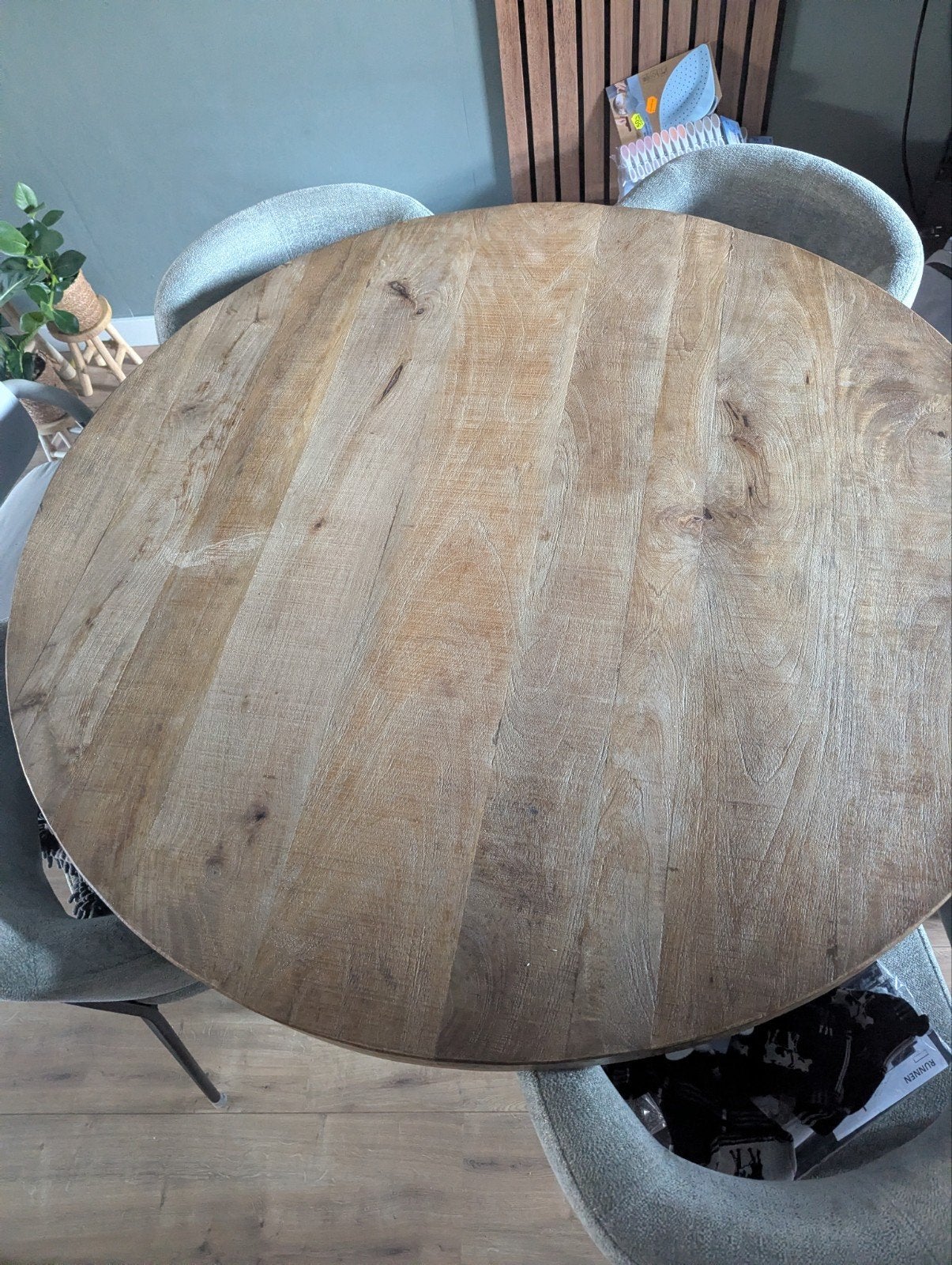 mango houten ronde tafel, Ophalen, Rond, Zo goed als nieuw, 100 tot 150 cm