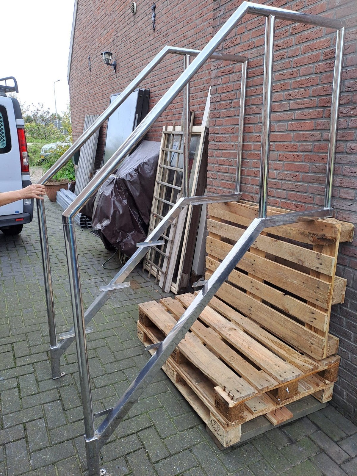 RVS Trap/Ladder met Platform, Doe-het-zelf en Verbouw, Ophalen of Verzenden, Gebruikt, 2 tot 4 meter