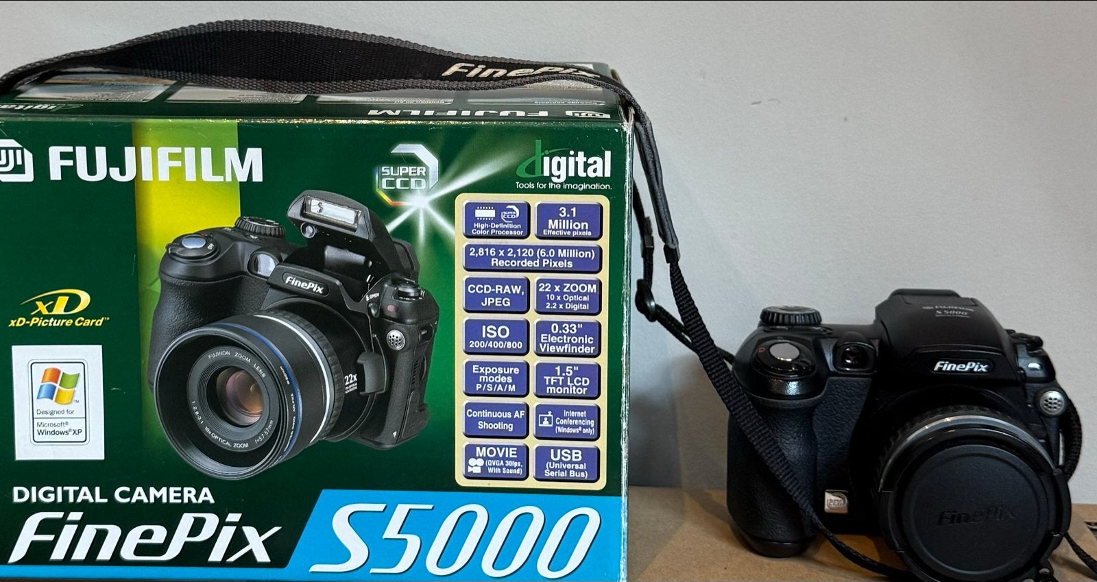 Fujifilm FinePix S5000 Digitale Camera met Doos, Ingebouwde flitser, Gebruikt, Ophalen of Verzenden, Fujifilm