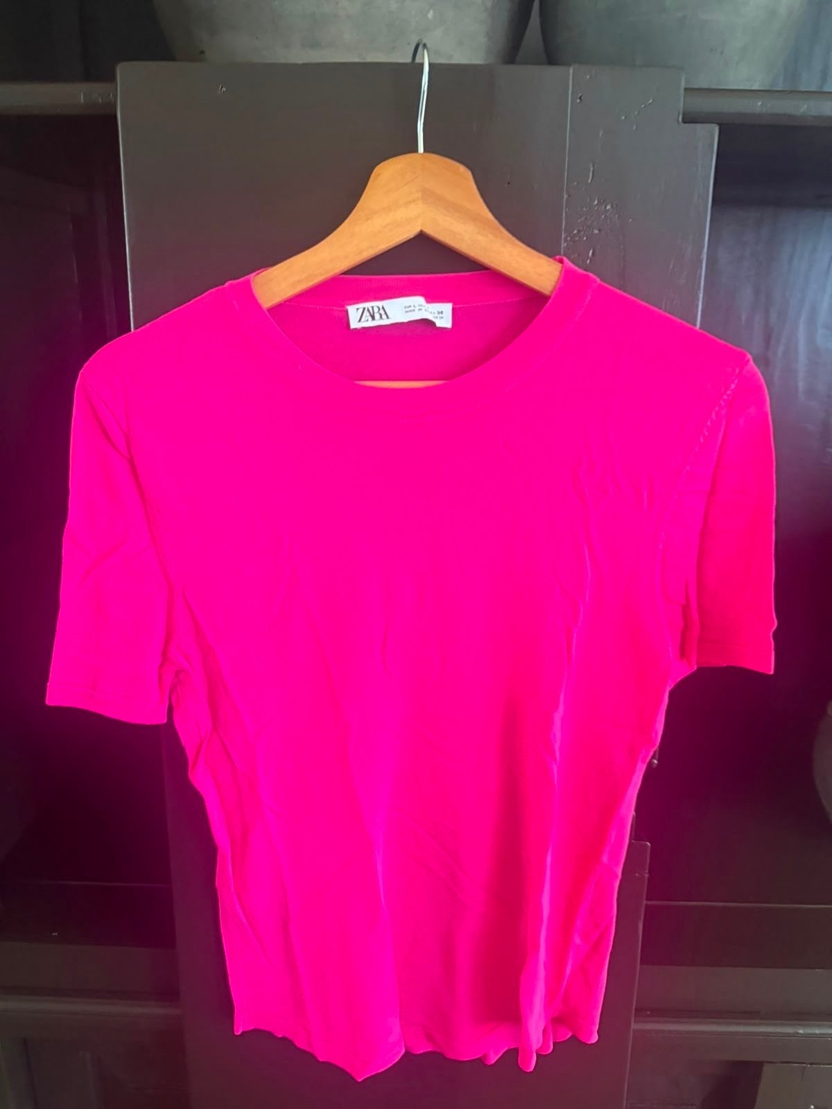 Fuchsia roze top van Zara, maat L - Nooit gedragen, Kleding | Dames, Maat 42/44 (L), Nieuw, Ophalen of Verzenden, Korte mouw