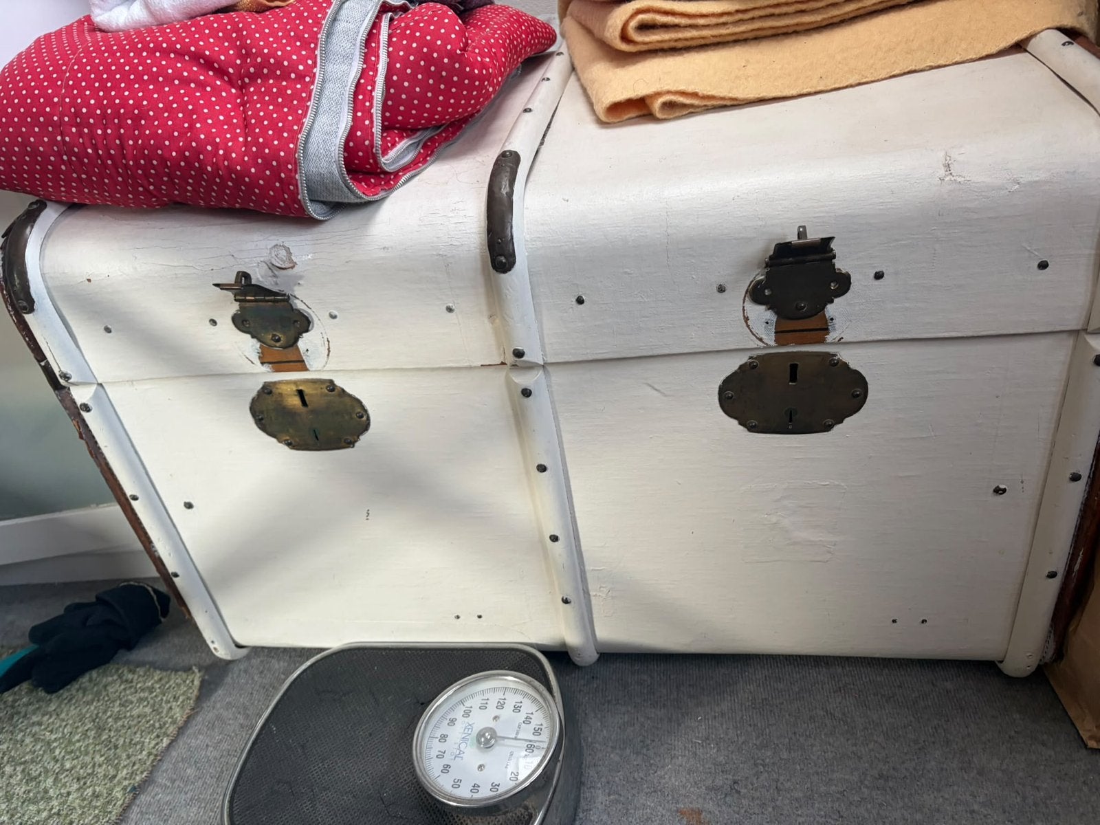 Vintage houten kist - wit geverfd, Ophalen