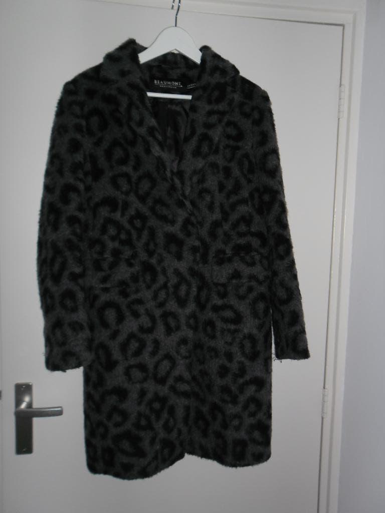 Beaumont Amsterdam Zwart/Grijs Animalprint Winterjas Maat 38, Maat 38/40 (M), Zwart, Beaumont, Ophalen of Verzenden