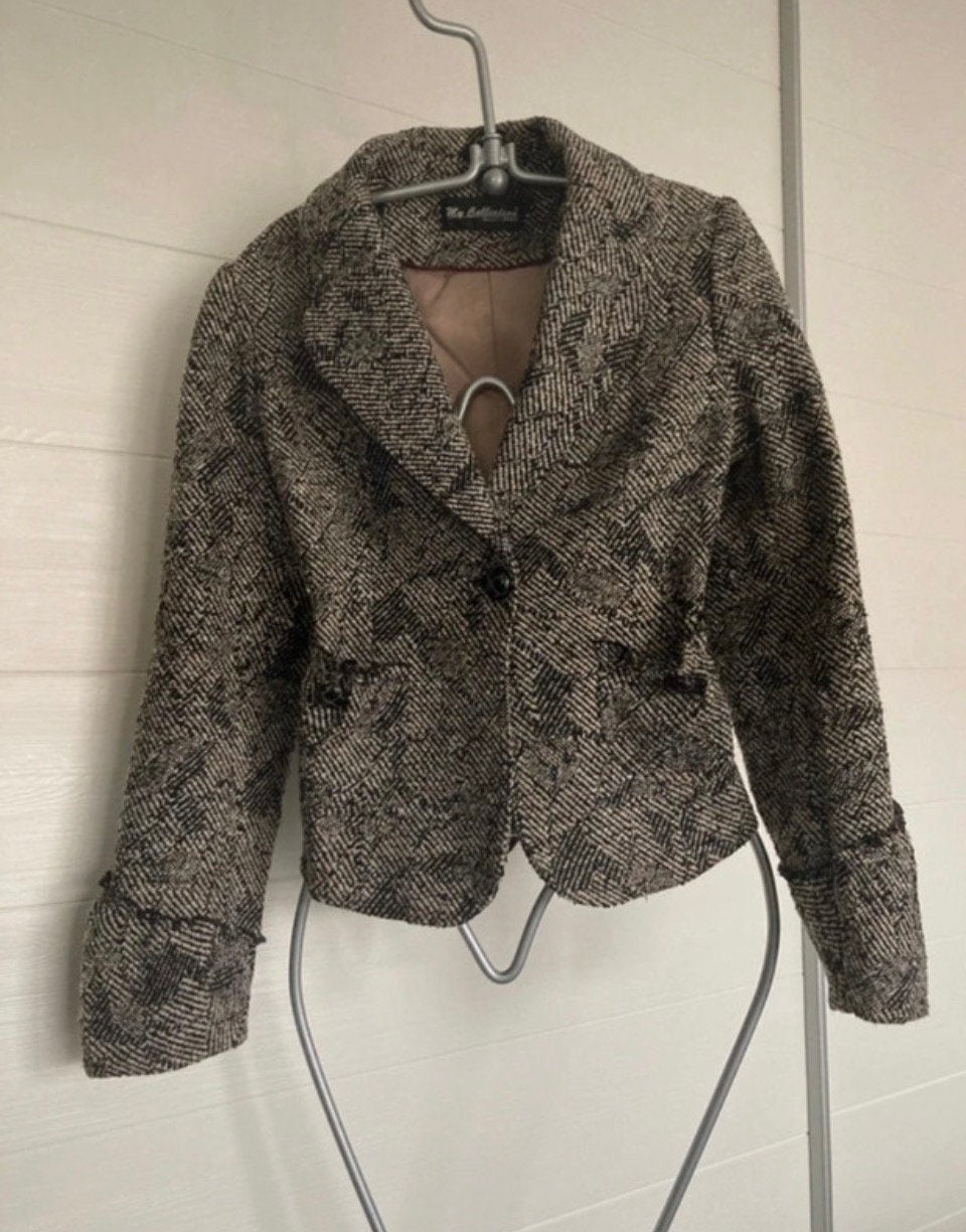 Elegant getailleerd tweed jasje, Bruin, Ophalen of Verzenden, Zo goed als nieuw, Jasje